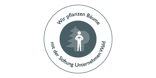 Logo – Wir pflanzen Bäume mit der Stiftung Unternehmen Wald in grau